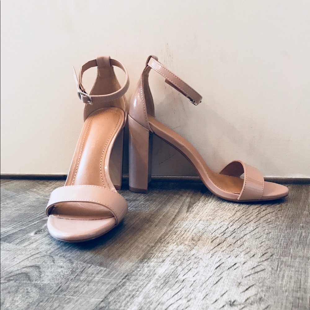 Nude chunky/block heel sandals